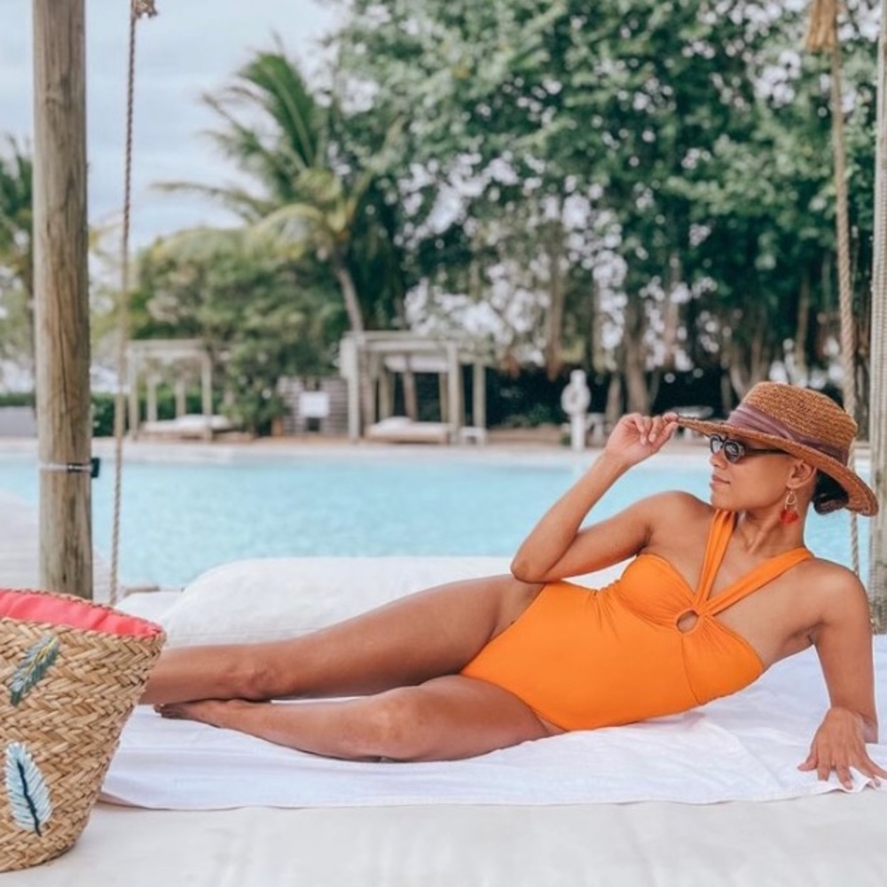 Zara Orange Knotted Swimsuit. NWT. Size Small.